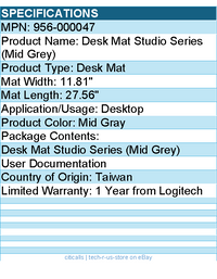 Logitech 956-000047 Desk Mat - Studio Series, Multifunctional Large Desk Pad