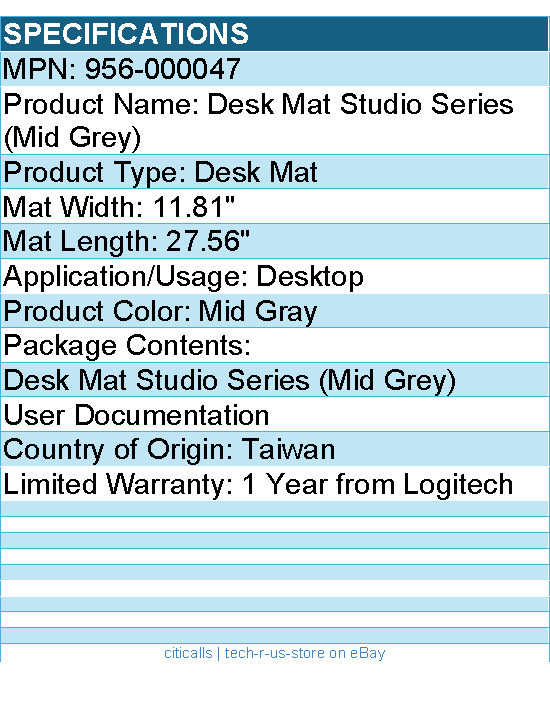 Logitech 956-000047 Desk Mat - Studio Series, Multifunctional Large Desk Pad