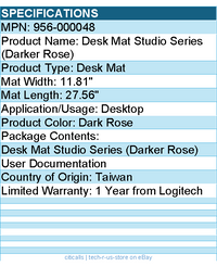 Logitech 956-000048 Desk Mat - Studio Series, Multifunctional Large Desk Pad