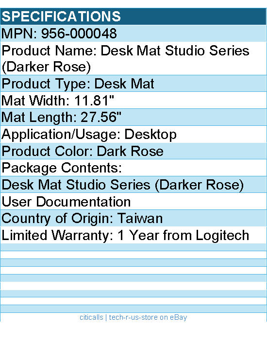 Logitech 956-000048 Desk Mat - Studio Series, Multifunctional Large Desk Pad