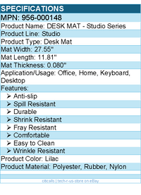 Logitech 956-000148 Desk Mat - Studio Series with Anti-slip Base - Lilac