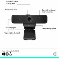 Logitech 960-001075 C925e Business Webcam, HD 1080p/30fps Video
