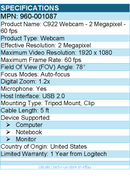 Logitech 960-001087 C922 Webcam - 2 Megapixel - 60 fps - USB 2.0