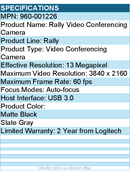 Logitech 960-001226 Rally Ultra HD PTZ Camera for Meeting Rooms