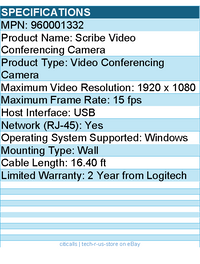 Logitech 960001332 Scribe Whiteboard Camera for Video Conferencing Rooms