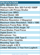 Logitech 960-001414 Brio 305 Full HD 1080P Webcam with Privacy Shutter