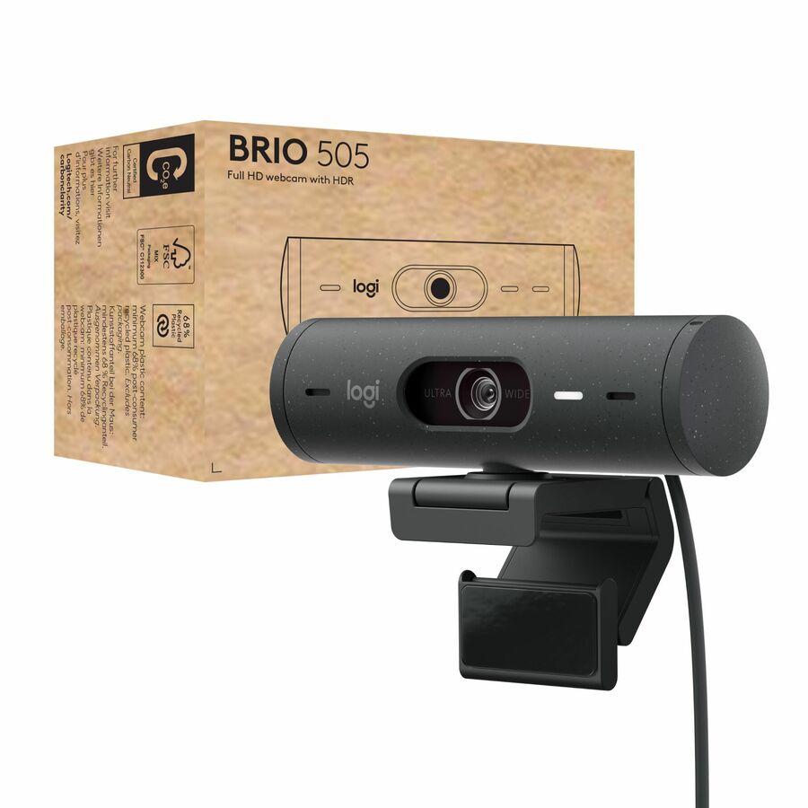 Logitech 960-001522 Brio 505 Full HD Webcam, TAA Compliant, Auto-Framing
