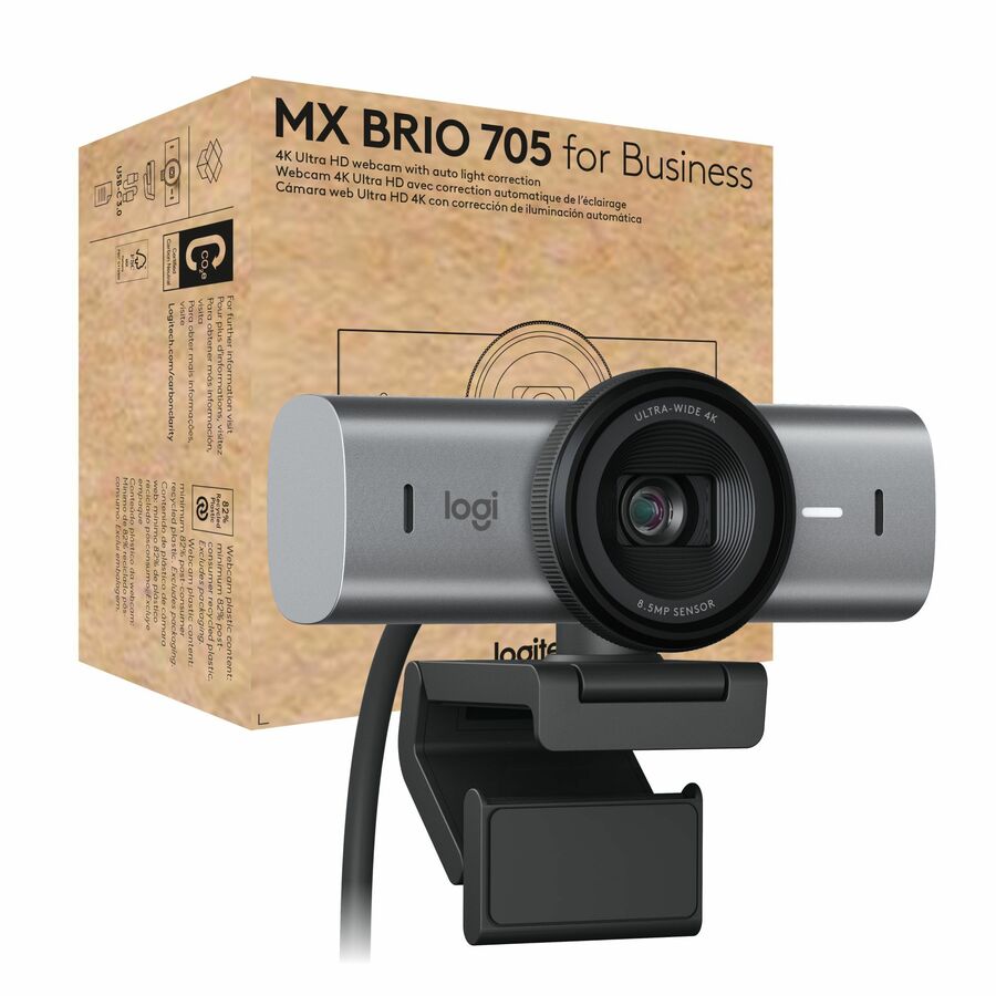Logitech 960001529 MX Brio 705 for Business 4K Webcam w/ Auto Light Correction