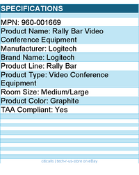 Logitech 960-001669 Rally Bar Video Conference Equipment - Graphite