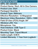 Logitech 961-000498 Mevo Start Webcam - 12 Megapixel - Black - USB Type C