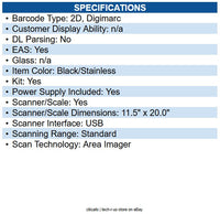 Datalogic 96122001000-003520 Magellan 9600i Scanner Only,Long Platter