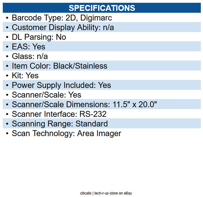 Datalogic 96222211000-013310 MAGELLAN 9600I SCANNER/SCALE, LONG PLATTER