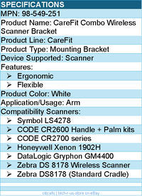 Ergotron 98-549-251 CareFit Combo Wireless Scanner Bracket - Flexible - White
