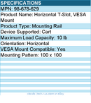 Ergotron 98-678-629 Horizontal T-Slot, VESA Mount - Mounting Rail