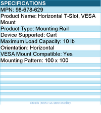 Ergotron 98-678-629 Horizontal T-Slot, VESA Mount - Mounting Rail