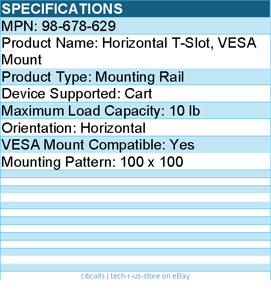 Ergotron 98-678-629 Horizontal T-Slot, VESA Mount - Mounting Rail