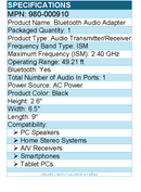 Logitech 980-000910 Bluetooth Audio Adapter - 49.21 ft Operating Range