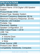 Logitech 980-001004 S150 2.0 Portable Speaker System - 1.20 W RMS - Black