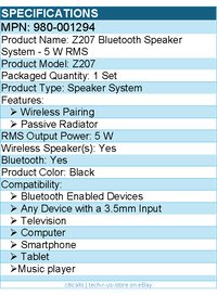 Logitech 980-001294 Z207 Bluetooth Speaker System - 5 W RMS