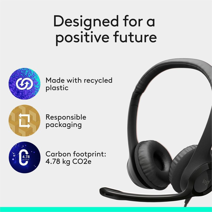 Logitech 981-000014 H390 Wired Headset for PC/Laptop, Stereo Headphones