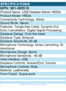 Logitech 981-000518 USB Headset Stereo H650e - Wired - Noise Cancelling