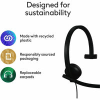 Logitech 981-000570 USB Headset Mono H570e - Wired - Noise Cancelling