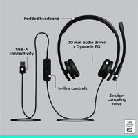 Logitech 981-000574 USB Headset Stereo H570e - Wired - Noise Cancelling