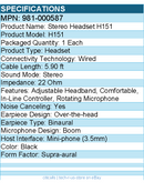 Logitech 981-000587 H151 Stereo Headset with Rotating Boom Mic (Black)