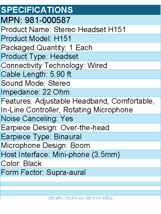 Logitech 981-000587 H151 Stereo Headset with Rotating Boom Mic (Black)