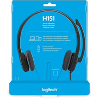 Logitech 981-000587 H151 Stereo Headset with Rotating Boom Mic (Black)