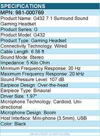Logitech G 981-000769 G432 7.1 Surround Sound Gaming Headset