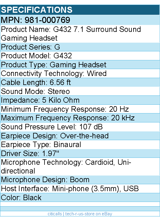 Logitech G 981-000769 G432 7.1 Surround Sound Gaming Headset