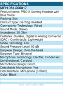 Logitech 981-000817 PRO X Gaming Headset with Blue Voice - Noise Canceling