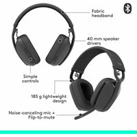 Logitech 981-001256 Zone Vibe 100 Wireless Over Ear Headphones, Noise Canceling