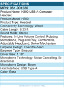 Logitech 981-001280 H390 USB-A Computer Headset, Rose - Stereo -Noise Cancelling