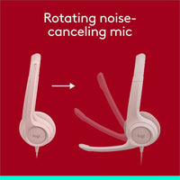 Logitech 981-001280 H390 USB-A Computer Headset, Rose - Stereo -Noise Cancelling