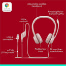 Logitech 981-001280 H390 USB-A Computer Headset, Rose - Stereo -Noise Cancelling
