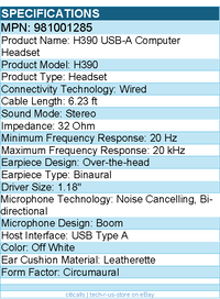 Logitech 981001285 H390 USB-A Computer Headset - Stereo - USB Type A - Wired
