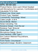 Logitech 981001383 Zone Learn Wired Headset with Microphone - Fit for Kids