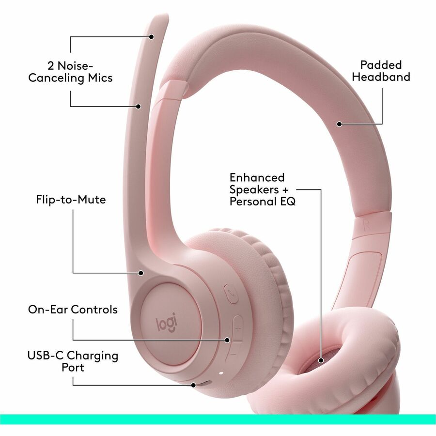 Logitech 981-001411 Zone 300 Wireless Bluetooth Headset W Noise-Canceling