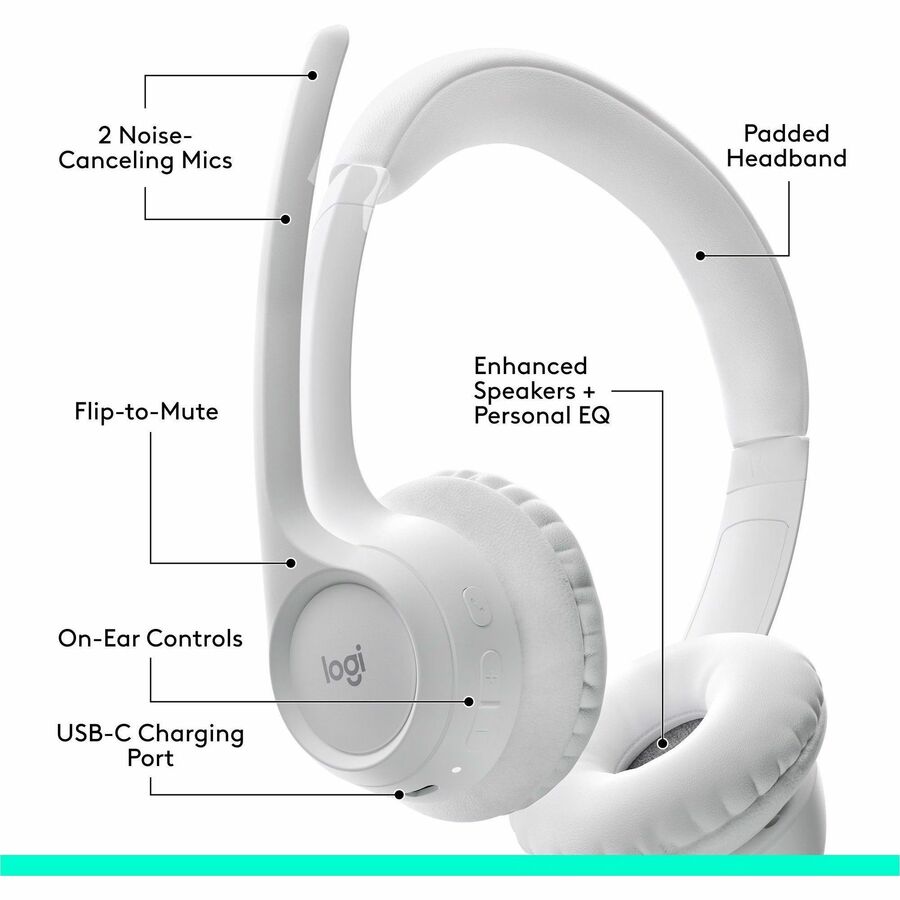 Logitech 981-001416 Zone 300 Wireless Bluetooth Headset With Noise-Canceling