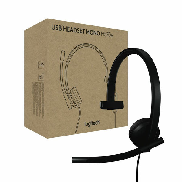Logitech 981-001424 H570e USB Wired Mono Headset, USB-A, Noise-Canceling Mics