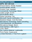 Logitech 981-001425 H570e USB Wired Mono Headset, USB-C, Noise-Canceling Mics