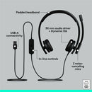 Logitech 981-001428 H570e USB Wired Stereo Headset - Noise-Canceling - Black