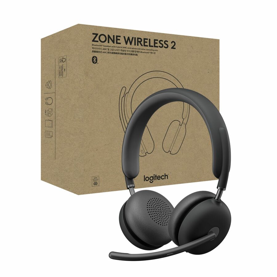 Logitech 981-001435 Zone Wireless 2 Noise Canceling Headset w/ Hybrid ANC