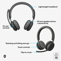 Logitech 981-001435 Zone Wireless 2 Noise Canceling Headset w/ Hybrid ANC