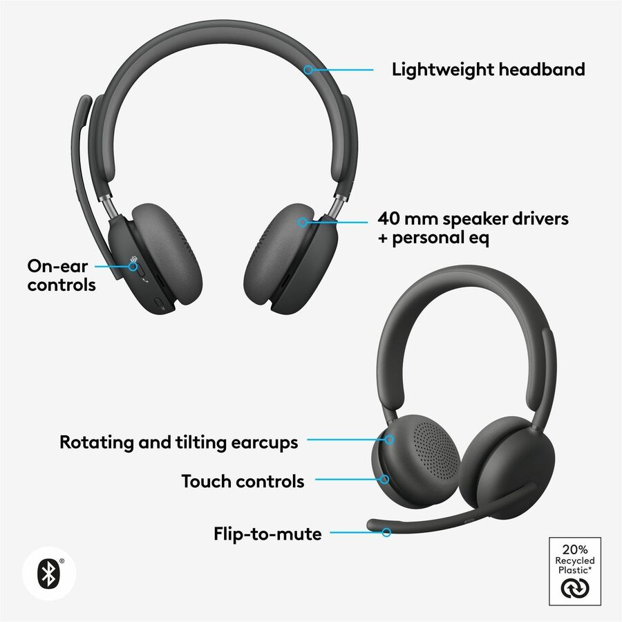 Logitech 981-001435 Zone Wireless 2 Noise Canceling Headset w/ Hybrid ANC