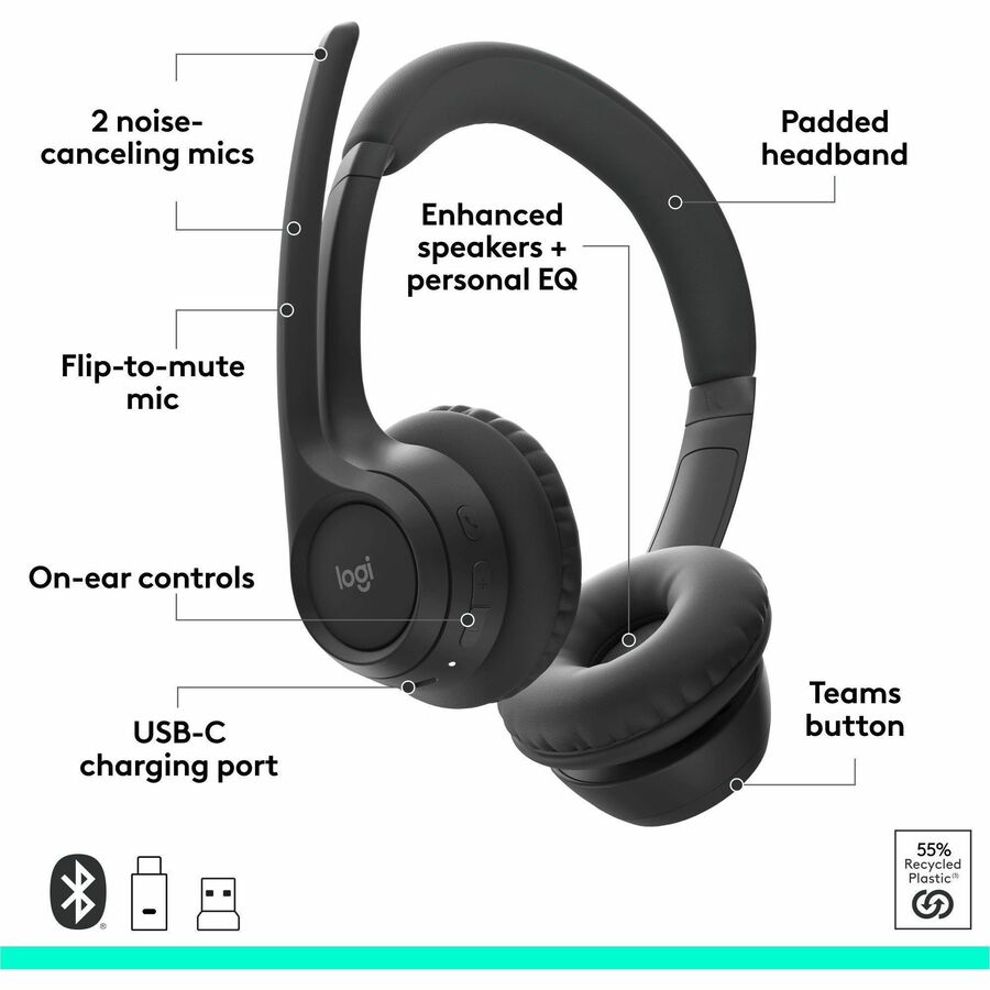Logitech 981-001450 Zone 305 for Business, Wireless Bluetooth Headset