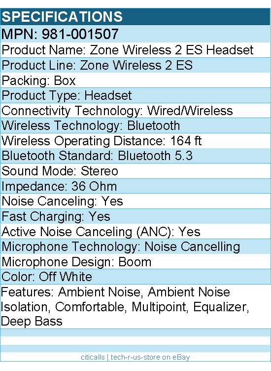 Logitech 981-001507 Zone Wireless 2 ES - Noise Canceling - Headset