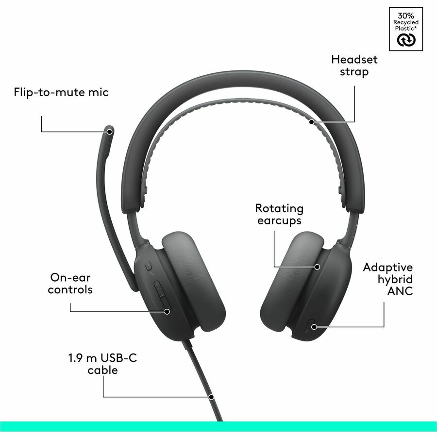 Logitech 981-001611 Zone Wired 2 for Business - Noise Canceling - Headset